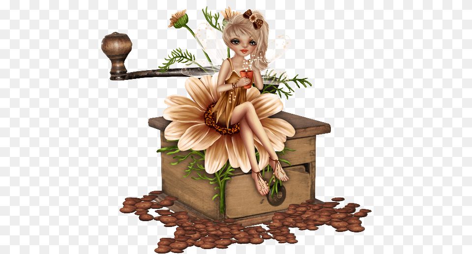 Fairy Cute Nature Flowers Flower Sittingdown Brown Flower Clip Art, Child, Female, Girl, Person Free Transparent Png