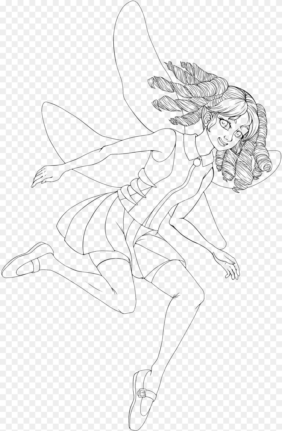 Fairy Drawing Line Art Sketch Line Art, Gray Free Transparent Png
