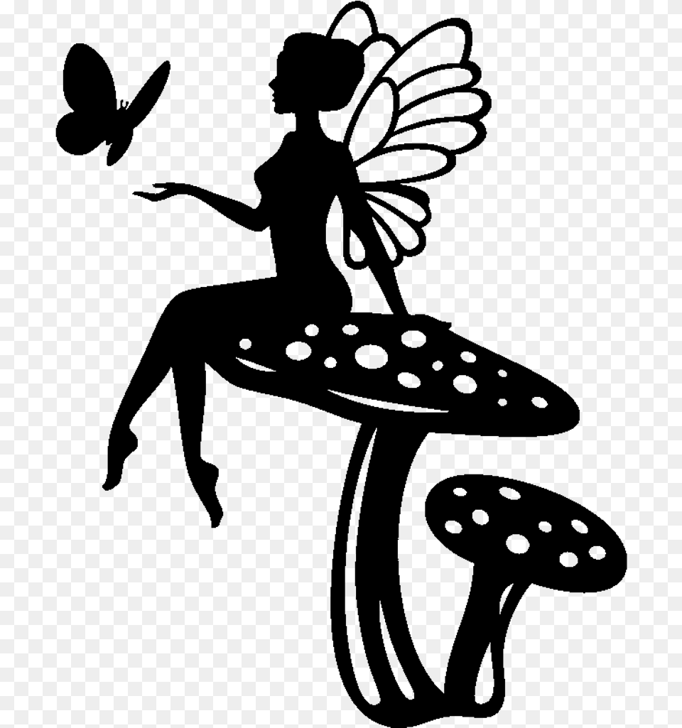Fairy Fairies Wings Silhouette Fee Im Glas Vorlage, Gray Free Png Download