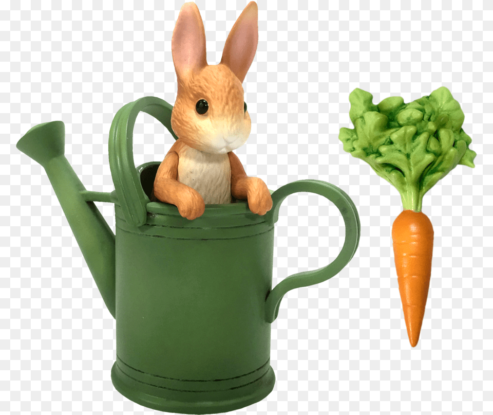 Fairy Garden Peter Rabbit And Watering Can Fairies Peter Rabbit Watering Can, Tin, Carrot, Food, Plant Free Transparent Png