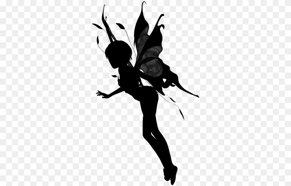 Fairy With Fairy Tail Black And White, Gray Png Image
