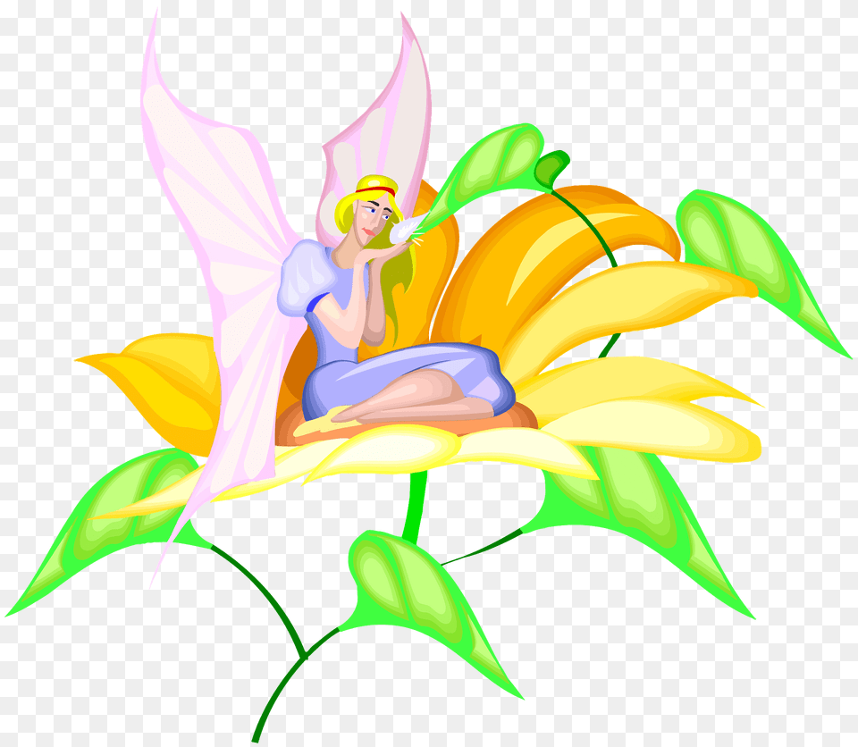 Fairy On A Flower Clipart, Animal, Fish, Sea Life, Shark Free Png Download