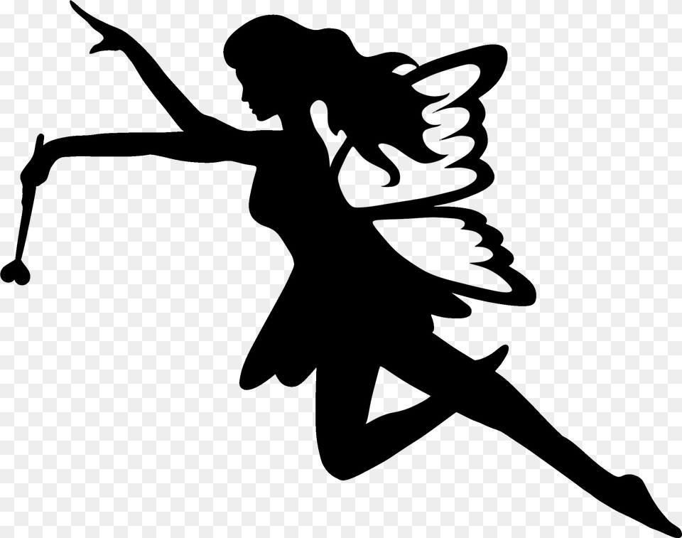 Fairy Silhouette, Gray Free Transparent Png