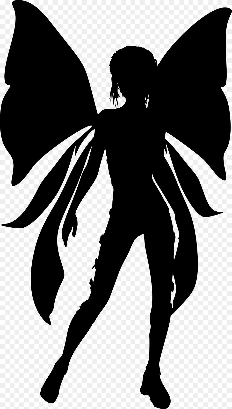 Fairy Silhouette Clip Art Faery Black And White Clipart, Gray Free Png Download