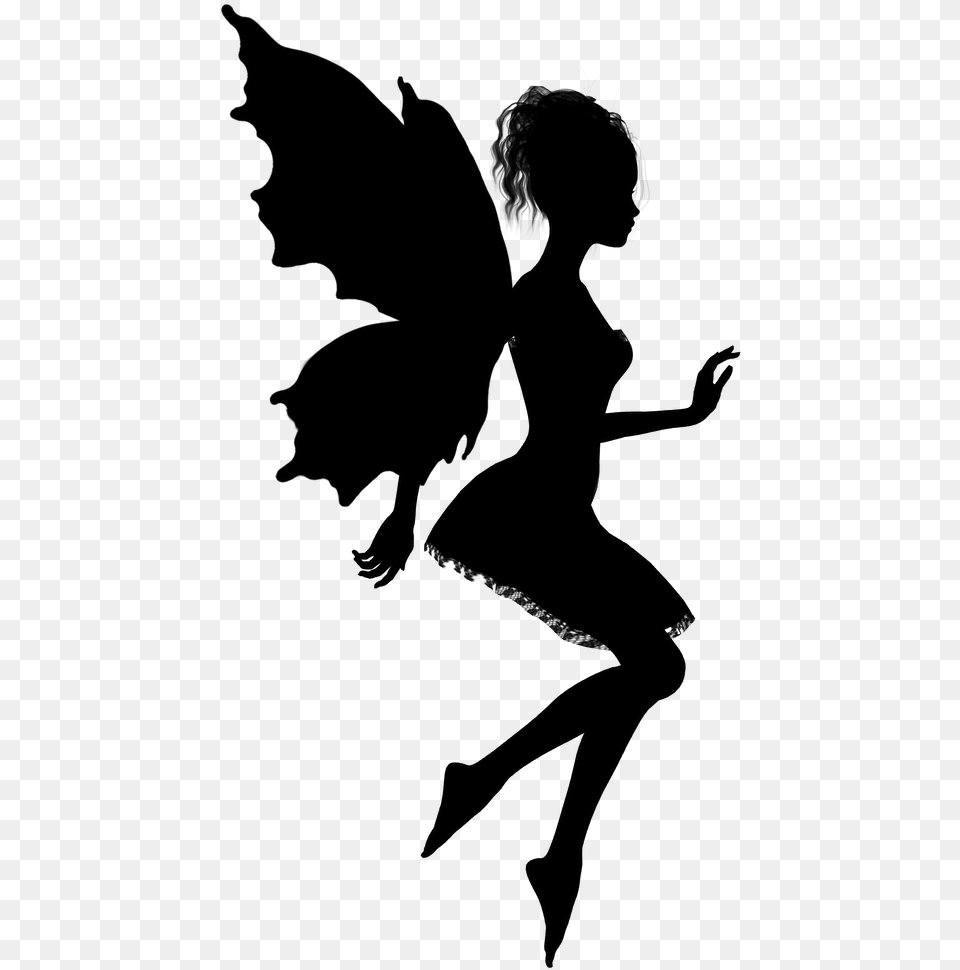 Fairy Silhouette Magical Fairies Wall Sticker, Gray Free Png Download
