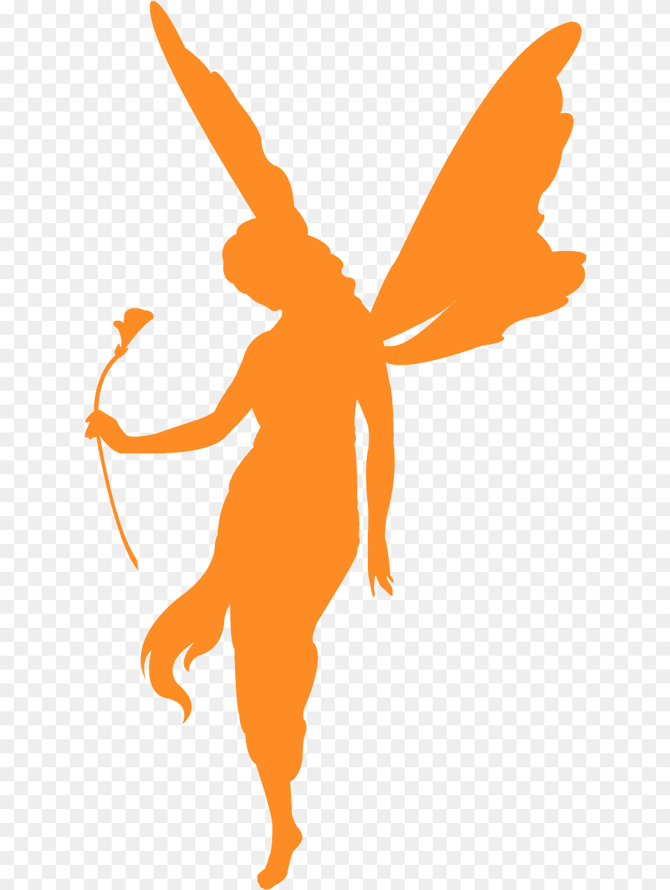 Fairy Silhouette Orange Fairy Silhouette Transparent, Person, Cupid Free Png Download