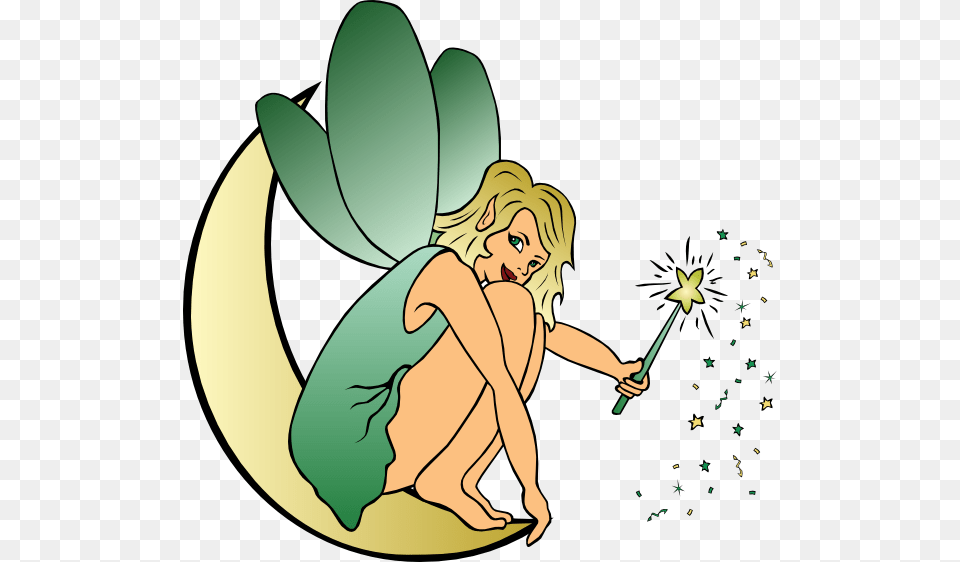 Fairy Sitting On Moon Clip Art Vector, Baby, Person, Flower, Plant Free Png Download