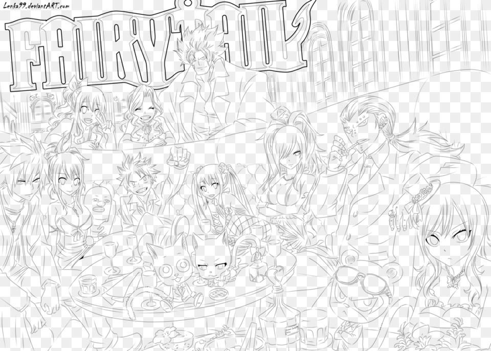 Fairy Tail Coloring Pages Sketch, Gray Free Png Download