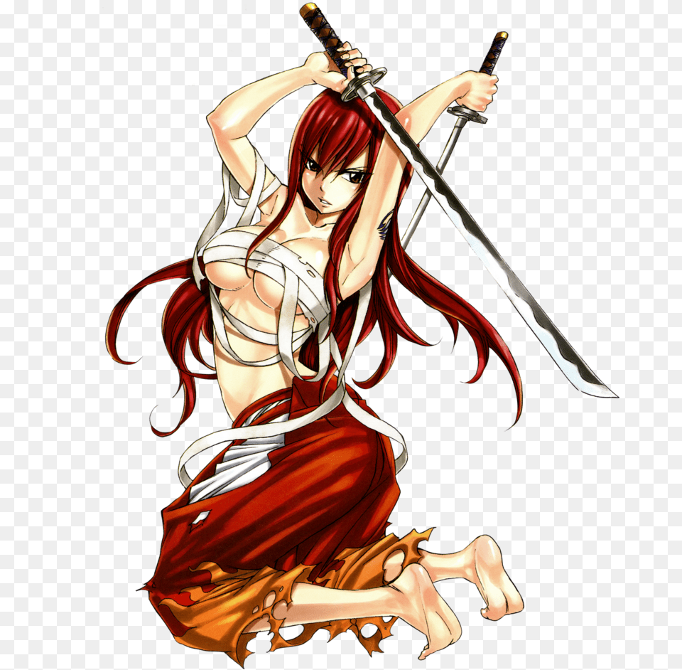 Fairy Tail Erza Scarlet By Bloomsama D6e5av3 Erza Fairy Tail, Weapon, Book, Comics, Sword Free Png