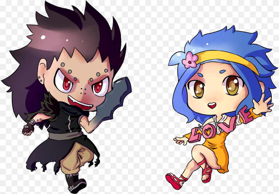 Fairy Tail Gajeel And Levy Chibi, Book, Comics, Publication, Baby Png Image