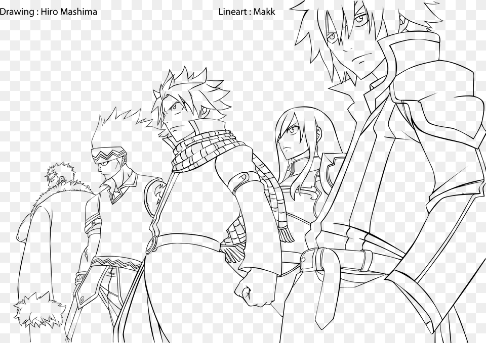 Fairy Tail Lineart, Gray Png