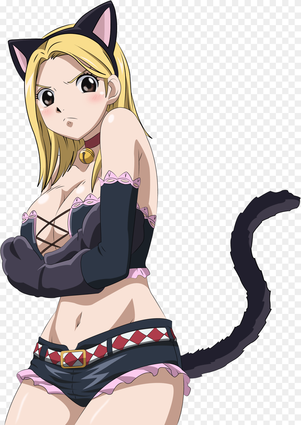 Fairy Tail Lucy Heartfilia Animal Ears Breast Hold Cleavage Fairy Tail Lucy Cat Suit, Book, Publication, Comics, Adult Png Image