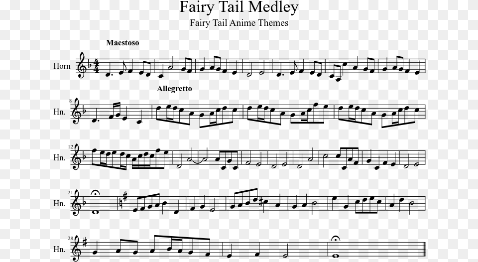 Fairy Tail Medley Sheet Music 1 Of 1 Pages Music, Gray Png