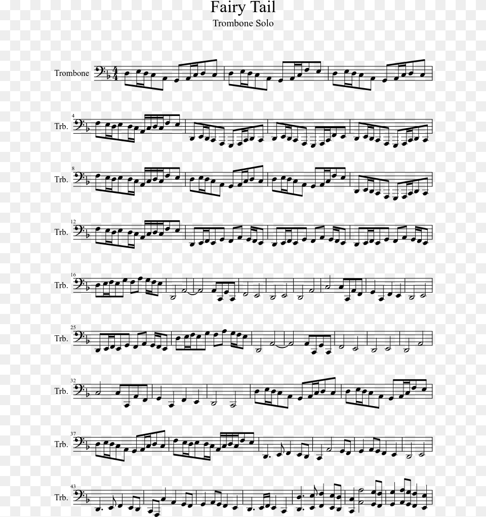 Fairy Tail Trombone Sheet Music, Gray Free Png Download