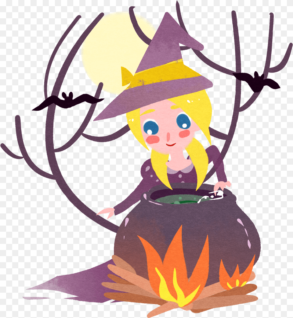 Fairy Tale Character Witch Girl And Psd Illustration, Baby, Person, Face, Head Free Png Download