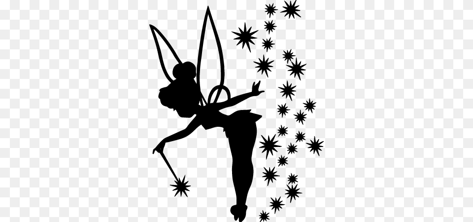 Fairy Wand With Stars Tinkerbell Silhouette, Gray Free Transparent Png