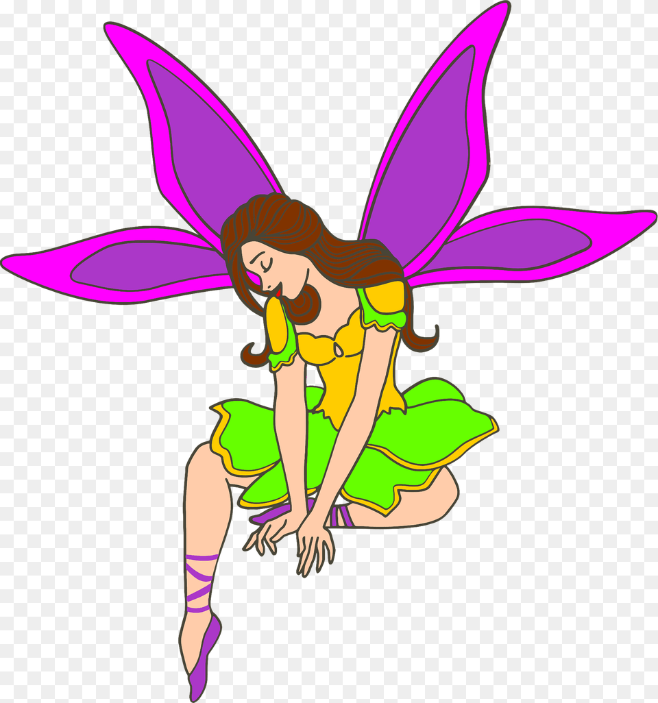 Fairy With Large Pink And Purple Wings Clipart, Cartoon, Person, Face, Head Png