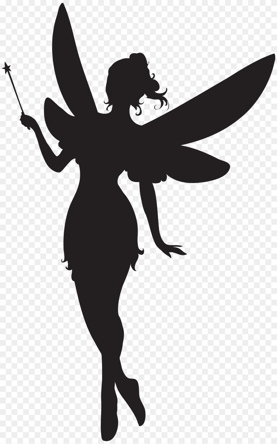 Fairy With Magic Wand Silhouette Clip Gallery, Cross, Symbol Free Png
