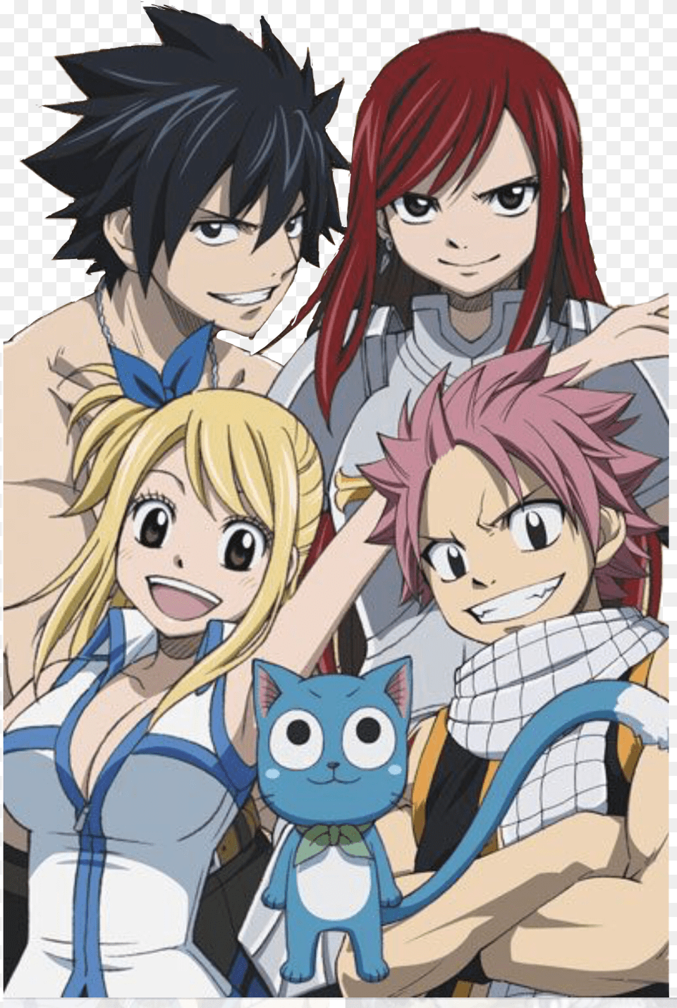 Fairytail Natsu Lucy Happy Gray Erza Freetoedit Fairy Tail Natsu Lucy, Publication, Book, Comics, Person Free Png