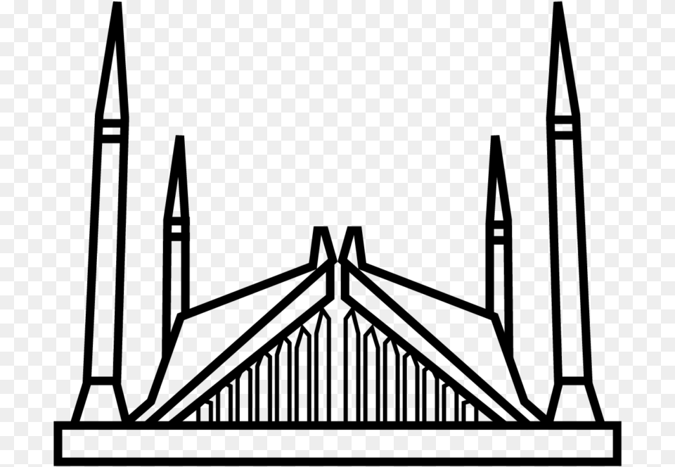 Faisal Mosque Clipart Black And White, Gray Free Transparent Png