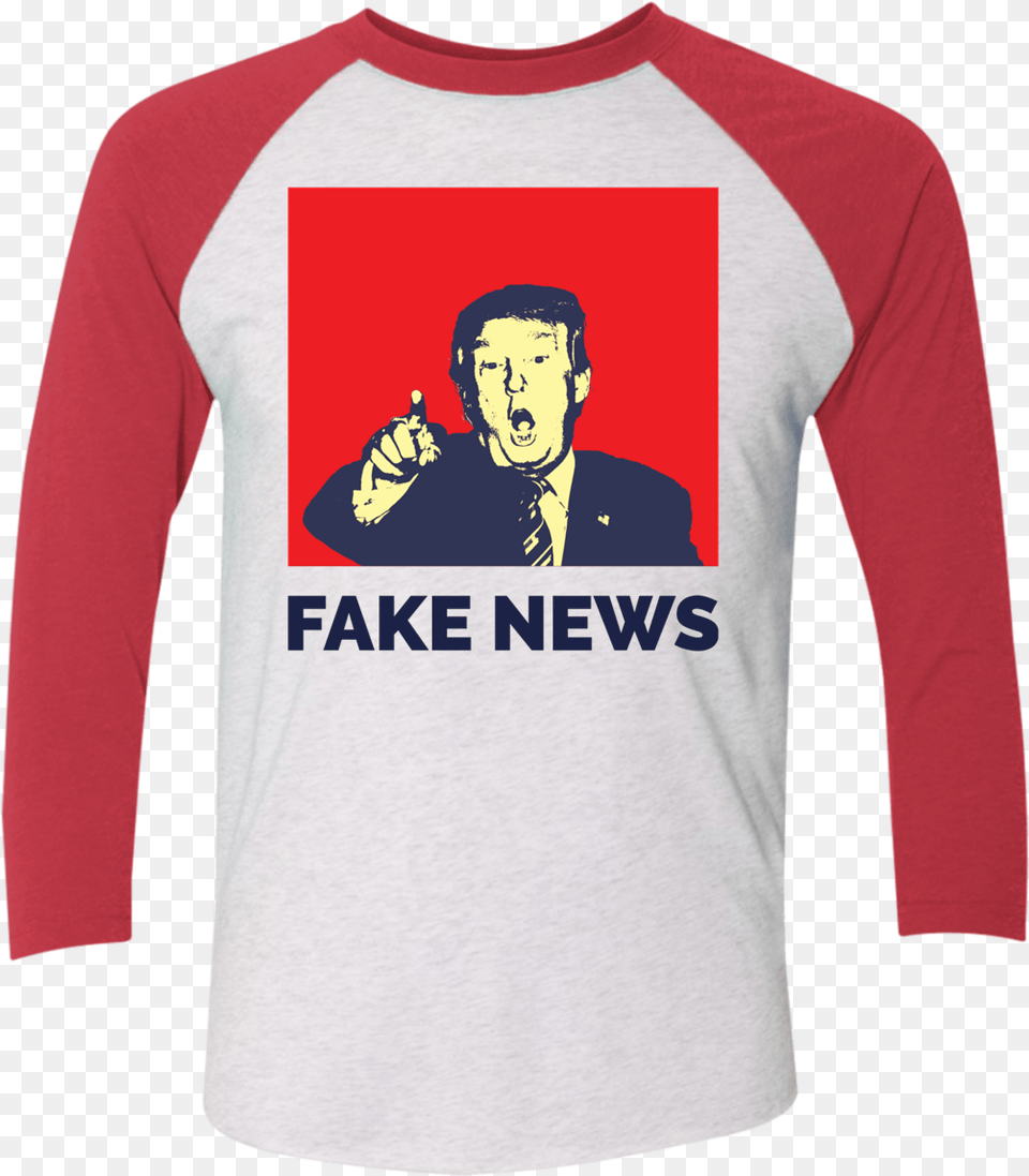 Fake Barcode Donald Trump Fake News Baseball Shirt Long Sleeved T Shirt, T-shirt, Clothing, Sleeve, Long Sleeve Free Png