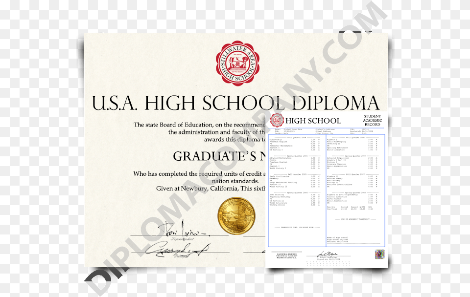 Fake Usa High School Diploma And Transcript Canadian High School Transcripts, Text, Document Free Png