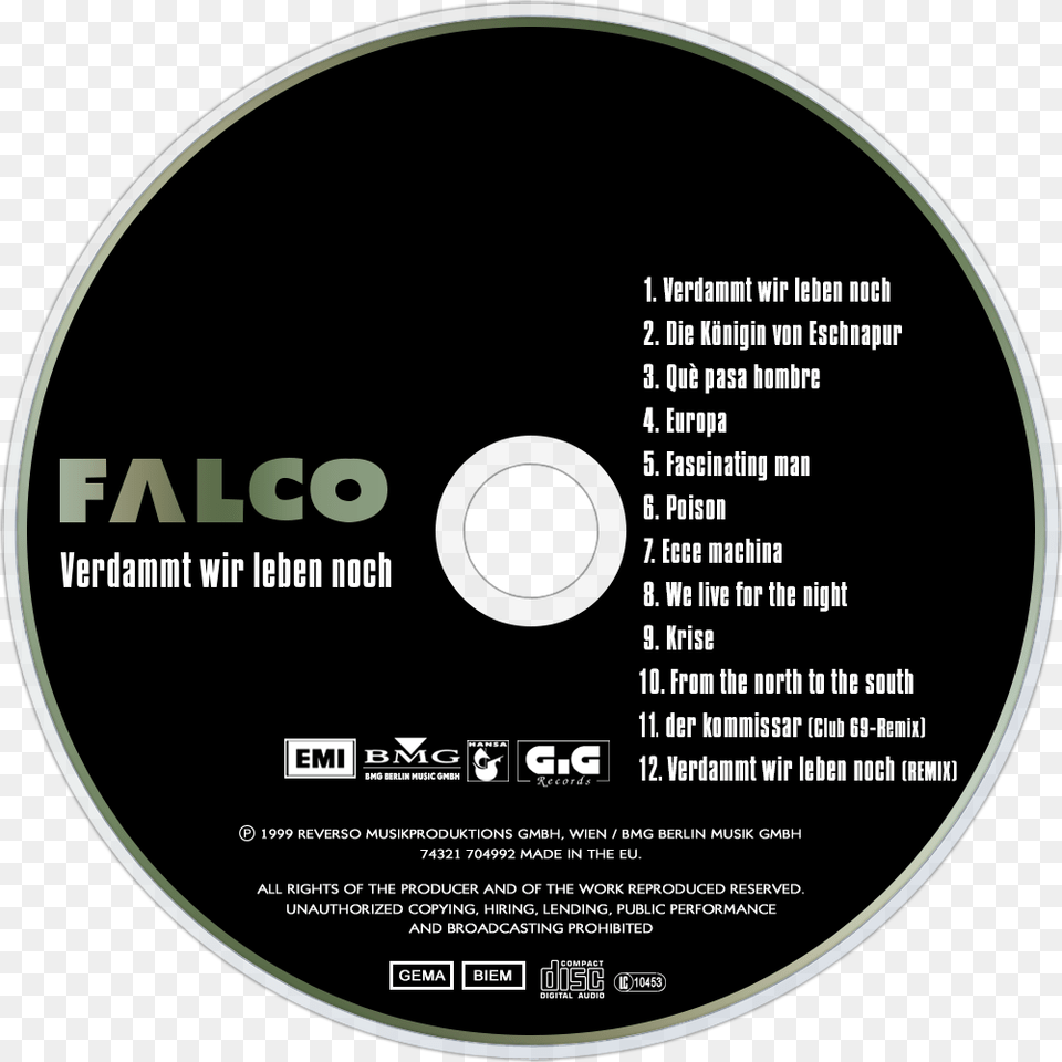 Falco Verdammt Wir Leben Noch, Disk, Dvd Free Png Download