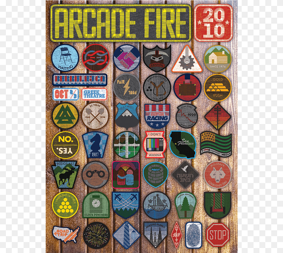 Fall 2010 Tour Arcade Fire Gig Poster, Badge, Logo, Symbol, Road Sign Free Png