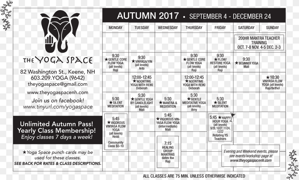 Fall 2017 The Yoga Space Northwest, Page, Text, Blackboard, Menu Png Image