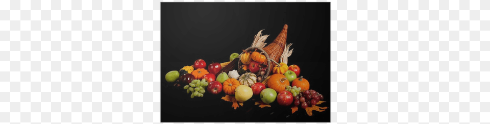 Fall Arrangement Of Fruits And Vegetables In A Cornucopia Cuerno De La Abundancia Frutas, Food, Fruit, Plant, Produce Png Image