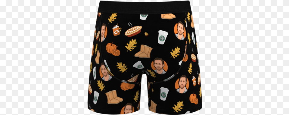 Fall Boxers With Pumpkin Spice Latteitemprop Image Board Short, Clothing, Shorts, Adult, Person Free Transparent Png