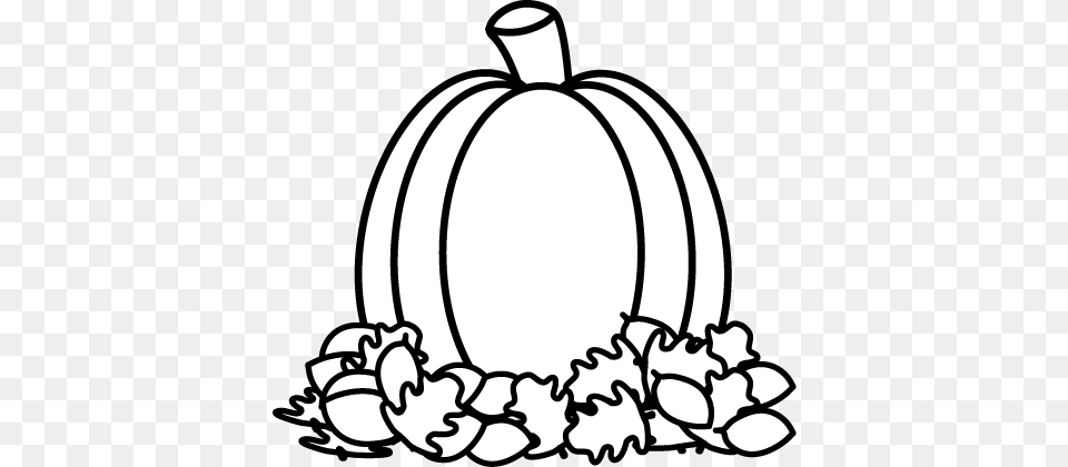 Fall Clip Art Black And White, Food, Plant, Produce, Pumpkin Png Image