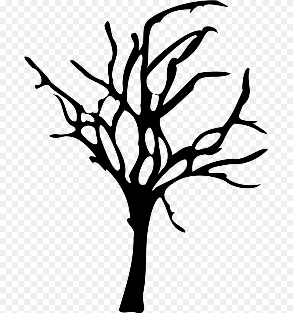 Fall Tree Silhouette At Dead Tree Clipart, Gray Png
