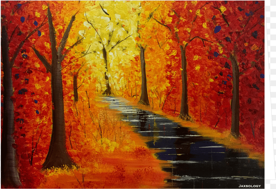 Fall Walk Greeting Card Original Art Acrylic Painting Painting Fall, Plant, Tree, Outdoors, Maple Free Png Download