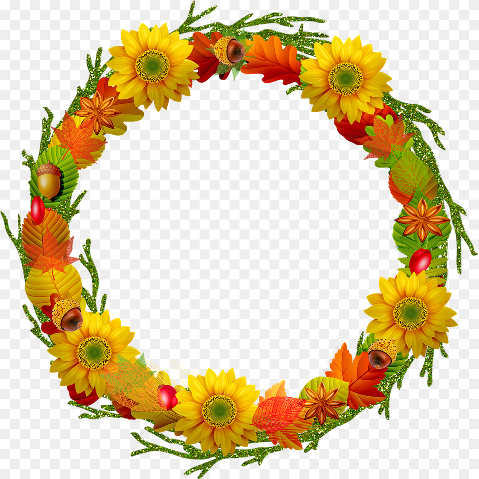 Fall Wreath Autumn Sunflowers On Pixabay Autumn, Flower, Plant, Sunflower, Flower Arrangement Png Image