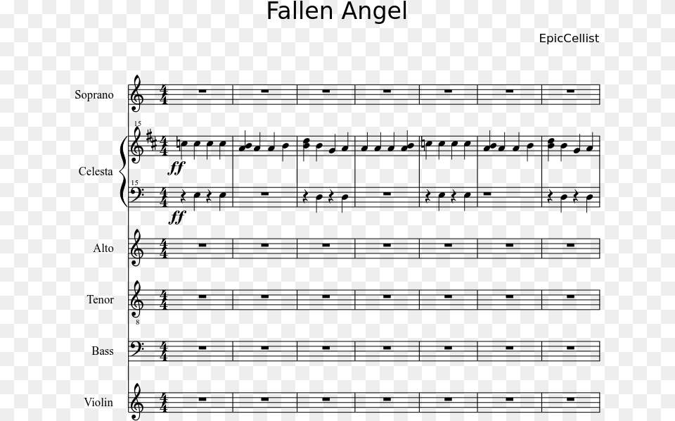 Fallen Angel Sheet Music Composed By Epiccellist 1 Kerbal Space Program Theme Sheet Music, Gray Free Png