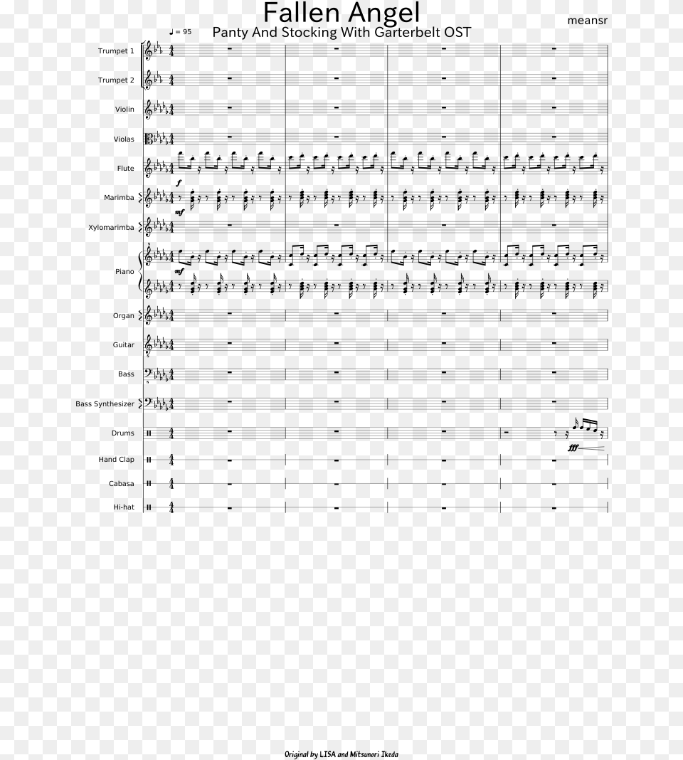 Fallen Angel Sheet Music Composed By Meansr 1 Of 31 Document, Gray Png Image