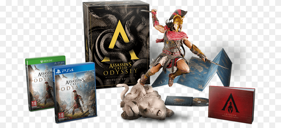Fallen Gorgon Statue Assassin39s Creed Odyssey Medusa Edition, Book, Publication, Child, Female Free Png Download