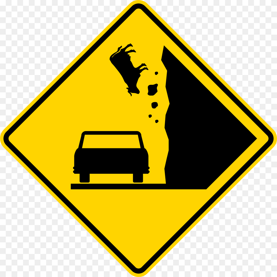 Falling Cows Sign Falling Rock Road Sign, Symbol, Road Sign, Car, Transportation Png