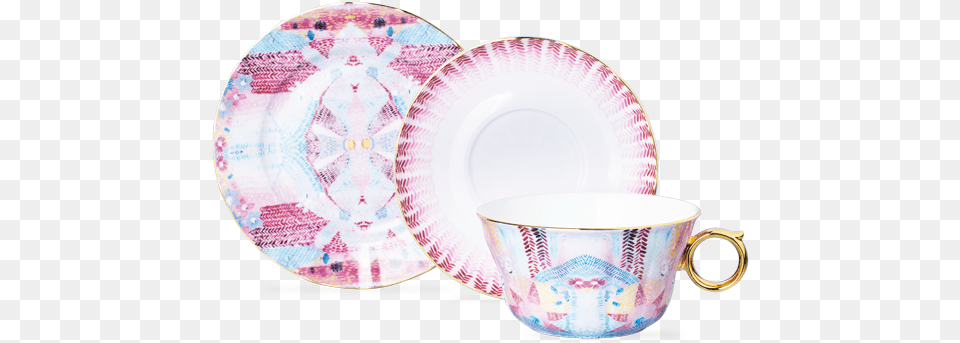 Falling Flowers Pink Trio Saucer, Art, Cup, Porcelain, Pottery Png Image