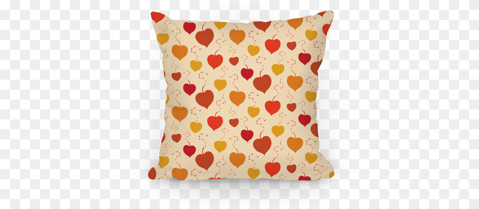 Falling Heart Shaped Autumn Leaves Pattern Pillow Pillow, Cushion, Home Decor, Diaper Png Image