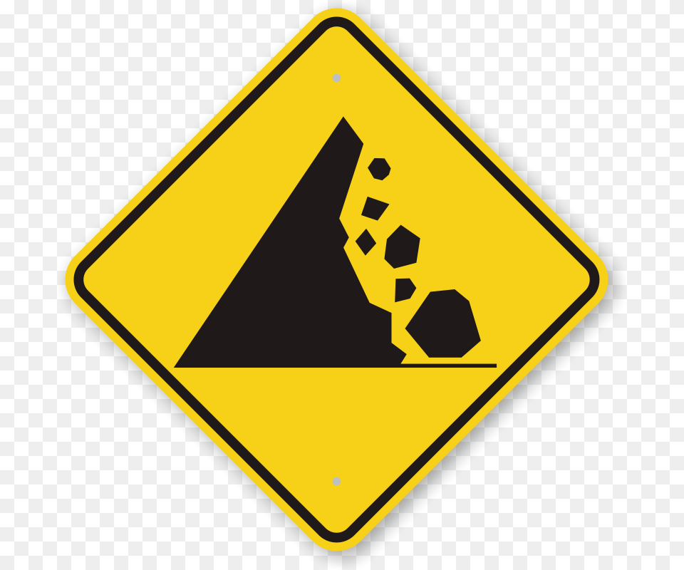 Falling Mountain Rocks Symbol Road Warning Sign Sku K, Road Sign Free Png Download