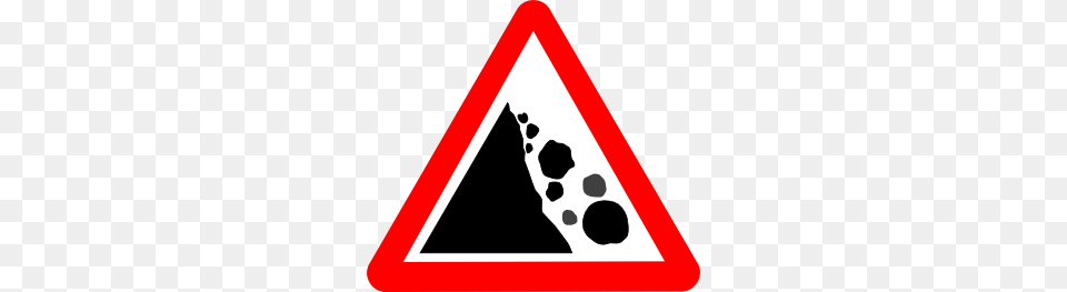 Falling Rocks Clip Art, Sign, Symbol, Triangle, Road Sign Png Image