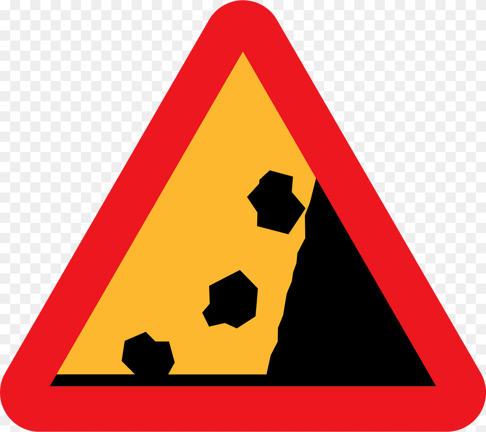 Falling Rocks Clipart, Sign, Symbol, Triangle, Road Sign Png
