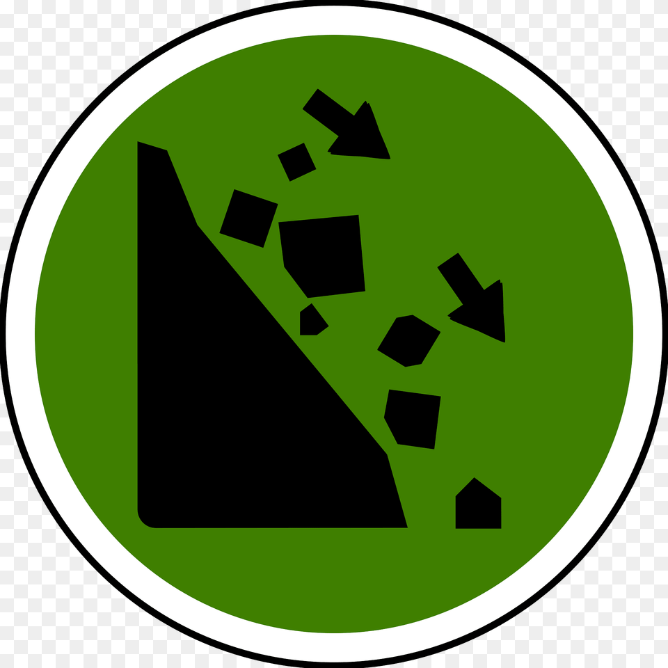 Falling Rocks Clipart, Green, Recycling Symbol, Symbol, Disk Png Image