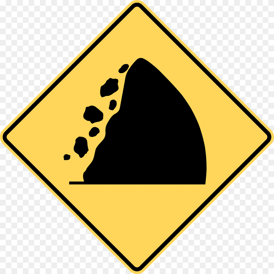 Falling Rocks Or Debris Sign In British Columbia Clipart, Symbol, Road Sign, Blackboard Free Png