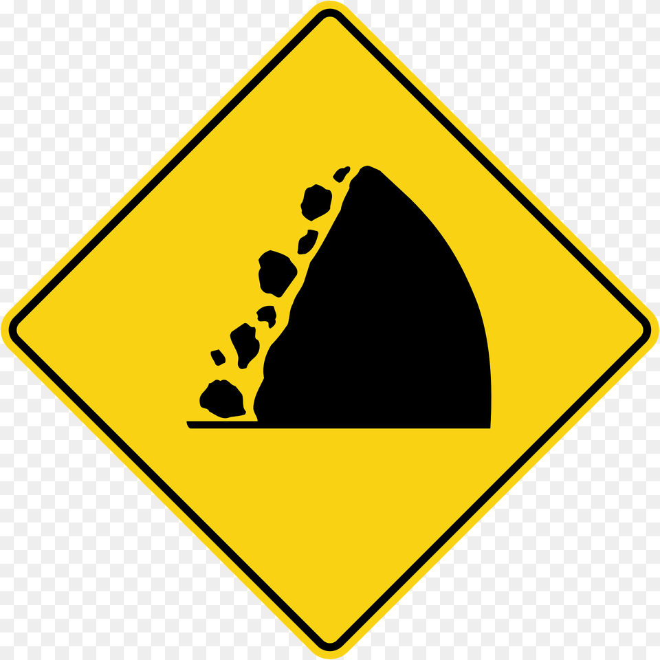 Falling Rocks Or Debris Sign In Canada Clipart, Symbol, Road Sign, Blackboard Free Png Download