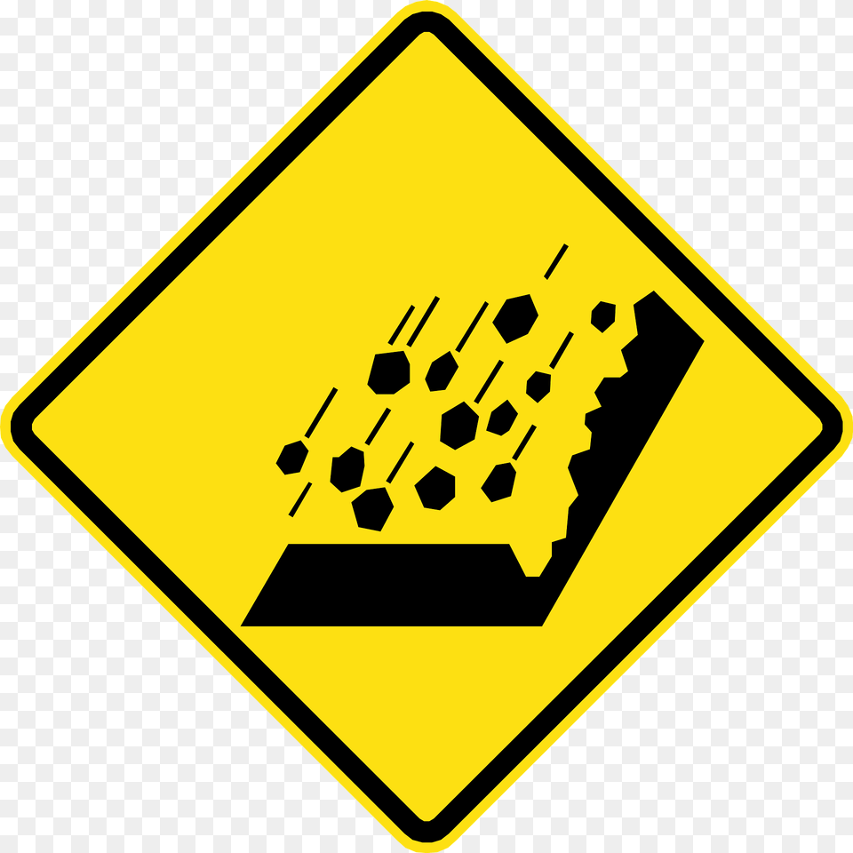 Falling Rocks Or Debris Sign In Chile Clipart, Symbol, Road Sign, Blackboard Free Png Download
