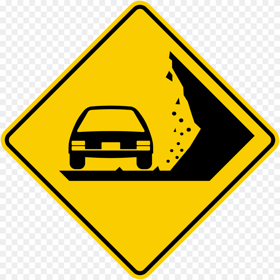 Falling Rocks Or Debris Sign In Colombia Clipart, Symbol, Road Sign, Car, Transportation Png