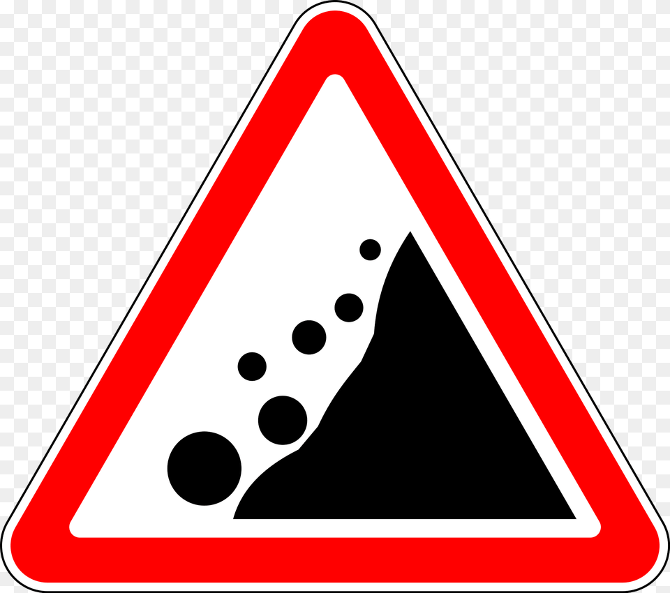 Falling Rocks Or Debris Sign In Russia Clipart, Symbol, Triangle, Road Sign, Smoke Pipe Free Png Download